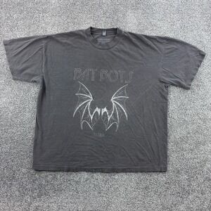 Rebel Fleur Bat Boys Shirt Mens 2XL Charcoal Gray Cotton Illyria Goth Grunge